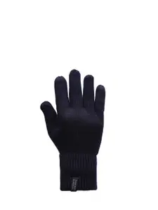 513 Men Navy Blue Solid Knitted Gloves