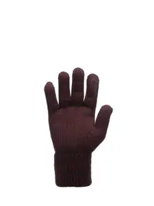 513 Men Maroon Solid Knitted Gloves