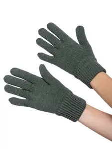 513 Women Green Solid Knitted Gloves