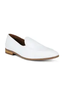 ROSSO BRUNELLO Men White Solid Slip On Formal Shoes