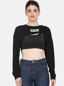 Aesthetic Bodies Women Black Cotton Sweatshirt