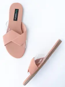 Walkfree Women Peach-Coloured Open Toe Flats