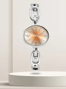 Titan Women Brown Brass Embellished Dial & Steel Toned Straps Analogue Watch 2667SM01