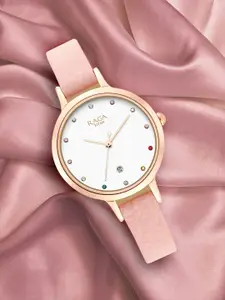 Titan Women White Brass Embellished Dial & Pink Straps Analogue Watch