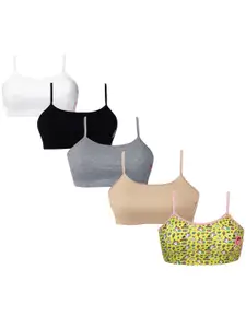 DChica Girls Pack Of 5 Double Layer Premium Cotton Non-Wired Non Padded Beginners Bra DCBRSE7107/xxxs