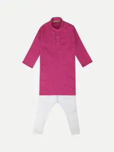 Pro-Ethic STYLE DEVELOPER Boys Pink Solid Regular Kurta with Pyjamas
