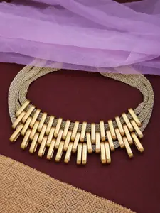 Yellow Chimes Gold-Toned Multilayer Thick Design Choker Necklace