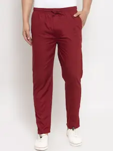JAINISH Men Maroon Solid Slim-Fit Track Pants