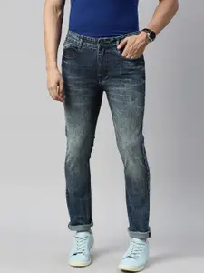 CINOCCI Men Blue Slim Fit Heavy Fade Stretchable Jeans