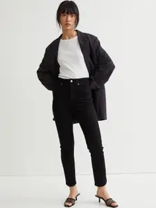 H&M Women Black Solid Clean Look Slim High Ankle Jeans