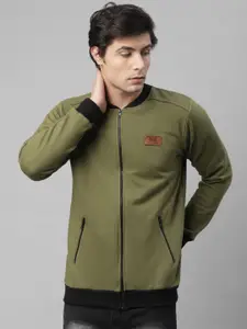 Rigo Men Olive Green Solid Fleece Sweatshirt