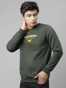 Rigo Men Printed Fleece Casual Pullover Sweatshirt