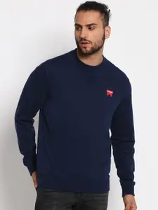 Wrangler Men Navy Blue Cotton Sweatshirt