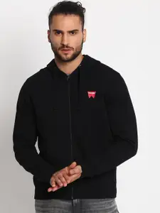 Wrangler Men Black Hooded Sweatshirt