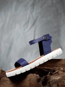 The Roadster Lifestyle Co Women Navy Blue Solid Open Toe Flats