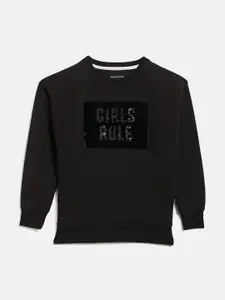 Crimsoune Club Girls Black Sequinned Sweatshirt