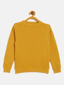 Crimsoune Club Girls Mustard Yellow Solid Sweatshirt