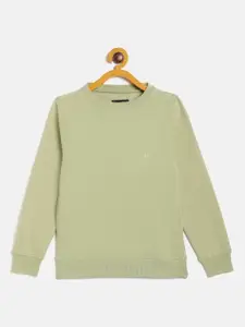 Crimsoune Club Girls Olive Green Solid Sweatshirt