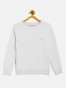 Crimsoune Club Girls Grey Solid Sweatshirt