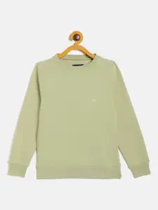 Crimsoune Club Girls Olive Green Solid Sweatshirt