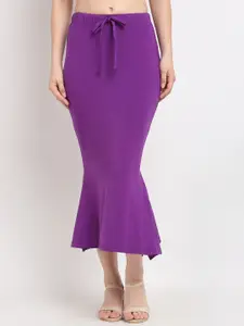 Sugathari Women Purple Solid Mermaid Like-Fit Saree Shapewear
