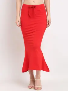 Sugathari Women Red Solid Mermaid Like-Fit Saree Shapewear