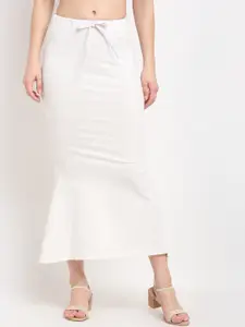 Sugathari Women White Solid Mermaid Like-Fit Saree Shapewear