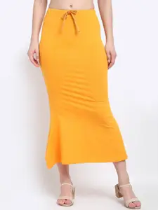 Sugathari Women Yellow Solid Mermaid Like-Fit Saree Shapewear