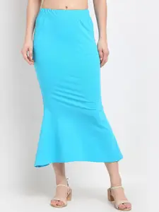Sugathari Women Turquoise Blue Solid Mermaid Like-Fit Saree Shapewear