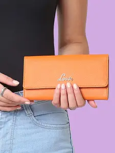 Lavie Trifold Orange Solid Large Three Fold Wallet