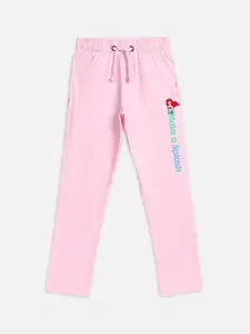 Kids Ville Girls Pink Cotton Disney Princess Printed Lounge Pants
