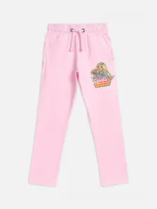 Kids Ville Girls Pink Cotton Barbie Printed Lounge Pants