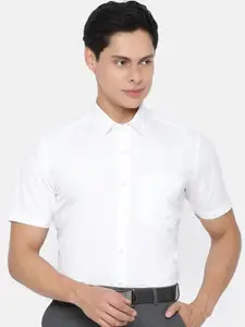 Ramraj Men White Slim Fit Opaque Pure Cotton Formal Shirt
