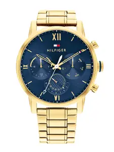 Tommy Hilfiger Men Blue Dial & Multicoloured Stainless Steel Bracelet Style Straps Analogue Watch
