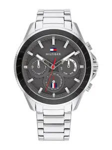 Tommy Hilfiger Men Grey Dial & Silver Toned Bracelet Style Strap Analogue Watch TH1791857