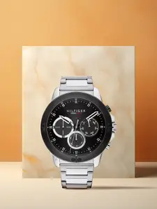 Tommy Hilfiger Men Black Dial & Silver Toned Stainless Steel Analogue Watch TH1791890