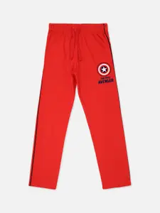 Kids Ville Boys Red Pure Cotton Captain America Printed Lounge Pants