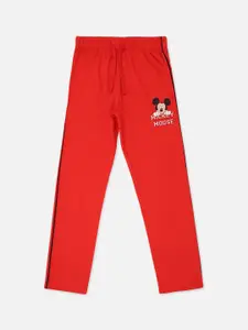Kids Ville Mickey & Friends Boys Red Printed Lounge Pants