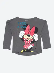 Kids Ville Girls Grey Minnie Mouse Printed Sweatshirt