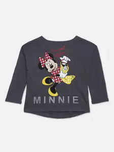 Kids Ville Mickey & Friends Featured Charcoal Grey Printed Sweatshirt For Girls