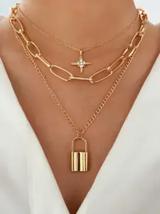 Shining Diva Fashion Gold-Toned Layered Necklace