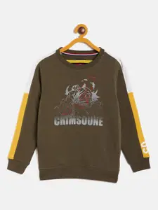 Crimsoune Club Boys Brown Printed Sweatshirt