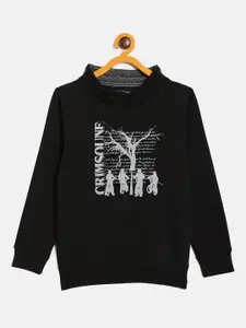 Crimsoune Club Boys Black Printed Sweatshirt