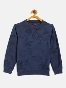 Crimsoune Club Boys Navy Blue Printed Sweatshirt