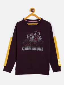 Crimsoune Club Boys Maroon Printed Sweatshirt