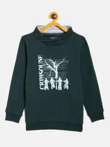 Crimsoune Club Boys Green Printed Sweatshirt