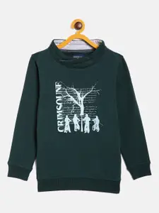 Crimsoune Club Boys Green Printed Sweatshirt
