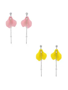Yellow Chimes Set of 2 Silver-Plated Drop Earrings