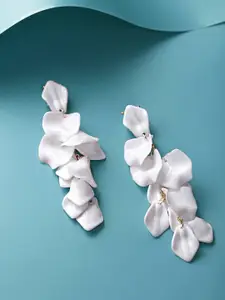 Yellow Chimes White Floral Design Petal Contemporary Danglers Earrings