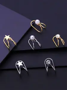 Yellow Chimes Gold-Toned Contemporary Studs Ear Cuffs
